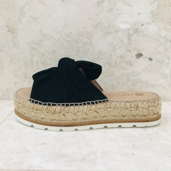 Eric Michael Shoes - ERIC MICHAEL {37} Black Espadrille Sandal Bow Platform